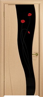 Арт Деко Стайл Селена беленый дуб триплекс черный с фьюзингом "Маки"
